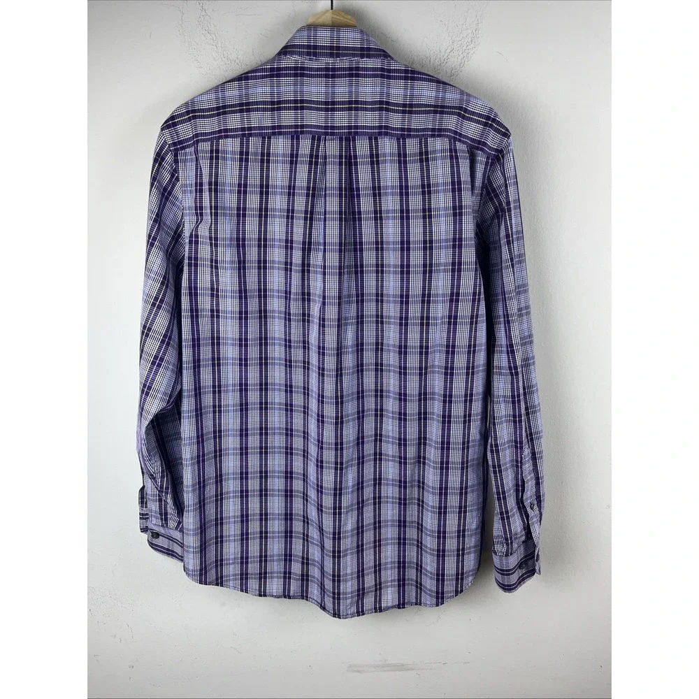 Banana Republic Men's Large Purple Plaid Long Sleeve Button Up Shirt